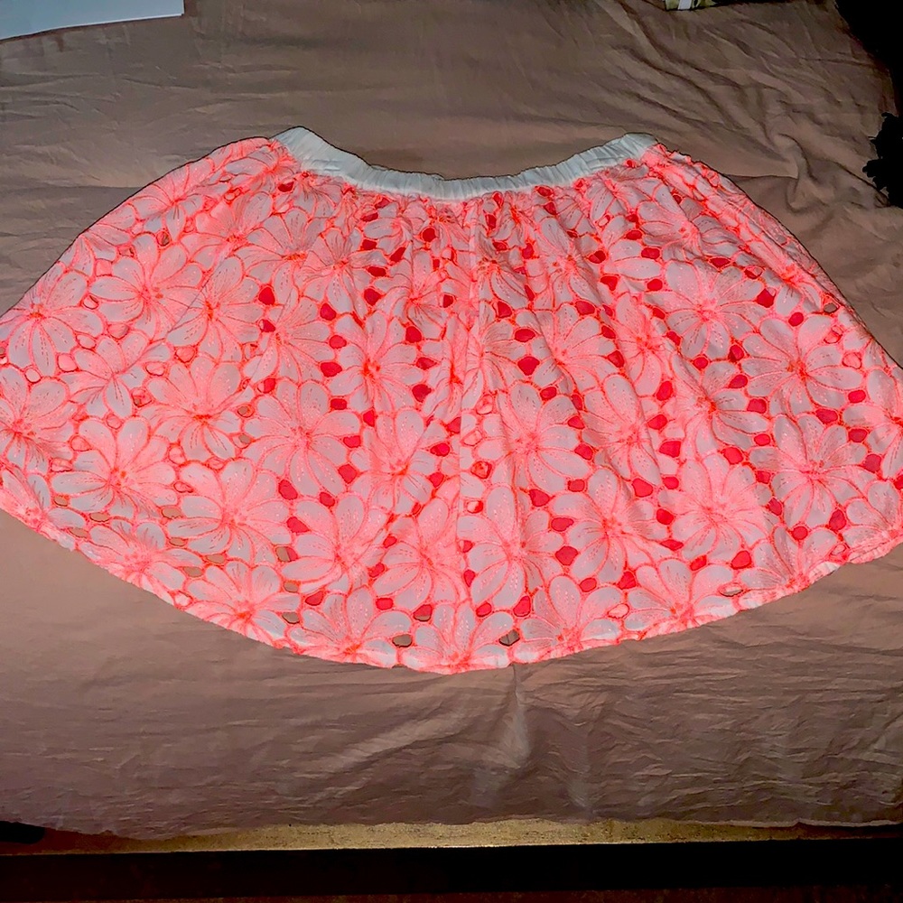White and coral skirt